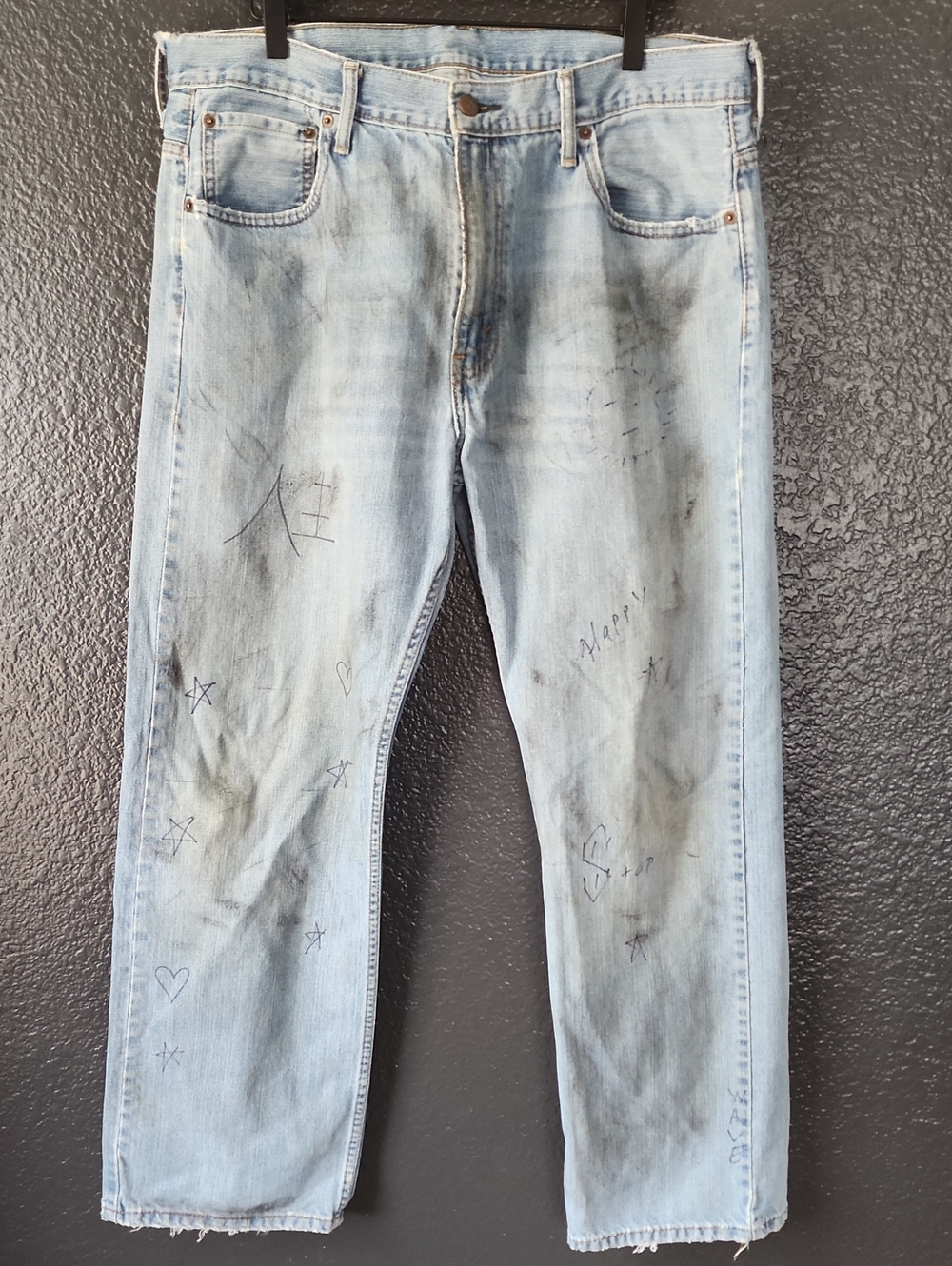 Signature by Levi Strauss Light Blue Relaxed Jeans with Hand-Drawn Marks